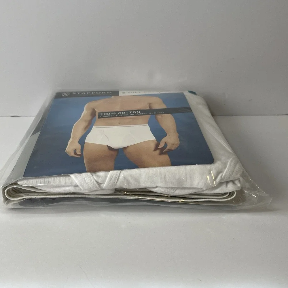 Stafford Men's 5-Pack 100% Cotton Full Cut Briefs Whitey Tighty L 36-38 NOS